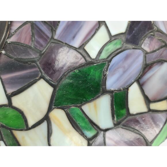 Vintage Tiffany Style Stained Slag Glass Lampshade 14" Dia x 4.5" T - Picture 8 of 8